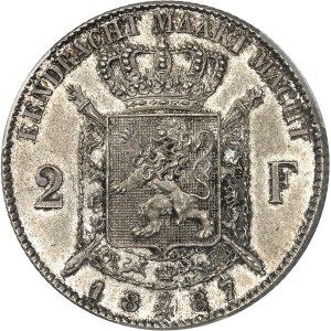 Léopold II (1865-1909). 2 francs, légende flamande 1887, Bruxelles.