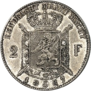 Leopold II (1865-1909). 2 francs, Flemish legend 1887, Brussels.