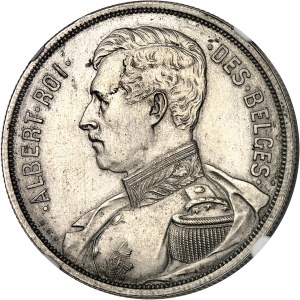 Albert I (1909-1934). Trial of 100 francs Or, in cupro-nickel, by Devreese, #27, Flan bruni (PROOF) 1911, Brussels.