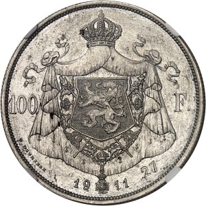 Albert I (1909-1934). Trial of 100 francs Or, in cupro-nickel, by Devreese, #27, Flan bruni (PROOF) 1911, Brussels.