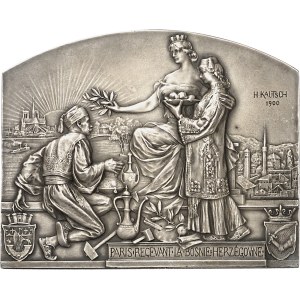 François-Joseph Ier (1848-1916). Plaque, pavillon de la Bosnie-Herzégovine à l’Exposition Universelle de Paris 1900, par H. Kautsch 1900, Paris.