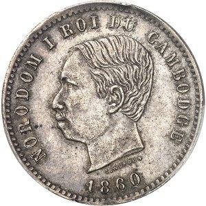 Norodom Ier (1860-1904). Épreuve en argent de dix centimes au type adopté, Frappe spéciale (SP) 1860, Bruxelles (Würden).