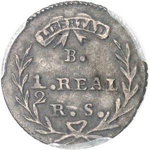 République. 1/2 réal 1834 RS, B, Bogota.