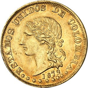 Colombia (United States of) (1863-1886). 20 pesos 1872, Popayan.