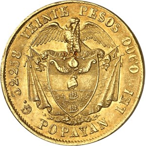 Colombie (États-Unis de) (1863-1886). 20 pesos 1872, Popayan.