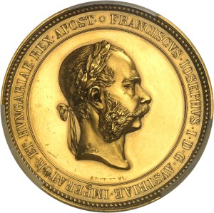 Franz Joseph I (1848-1916). Gold medal, 92 ducats, opening of the Suez Canal in the presence of the Emperor, by J. Tautenhayn, Frappe spéciale (SP) [1869], later refrappe (c.1950), Vienna.