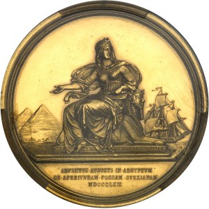 François-Joseph Ier (1848-1916). Médaille d’Or au module de 92 ducats, ouverture du Canal de Suez en présence de l’Empereur, par J. Tautenhayn, Frappe spéciale (SP) [1869], refrappe postérieure (c.1950), Vienne.