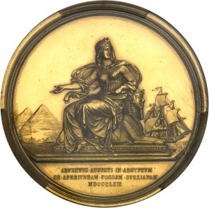 Franz Joseph I (1848-1916). Gold medal, 92 ducats, opening of the Suez Canal in the presence of the Emperor, by J. Tautenhayn, Frappe spéciale (SP) [1869], later refrappe (c.1950), Vienna.
