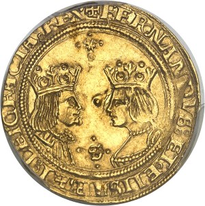 Ferdinand and Isabella (1476-1516). Double excelente ND, S, Seville.