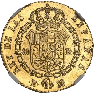 Ferdinand VII (1808-1833). 80 réales 1823 SP, B, Barcelone.