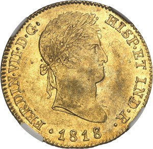 Ferdinand VII (1808-1833). 4 escudos 1818/6 GJ, M crowned, Madrid.