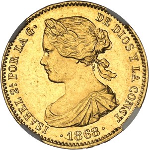 Isabella II (1833-1868). 10 escudos 1868 (18-68), Madrid.