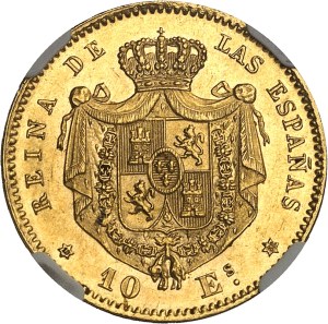 Isabella II (1833-1868). 10 escudos 1868 (18-68), Madrid.