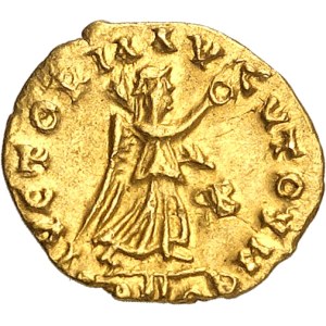 Burgondes, Gondebaud ou Gundobald (473-516). Trémissis au nom d’Anastase ND (500-520), Lyon ?