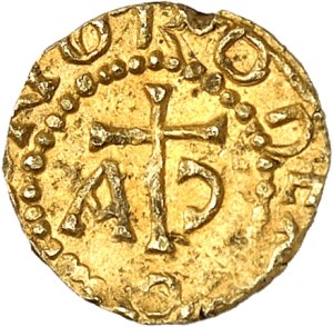 Aquitaine, Thiré (Vendée), monetary Aonobode. Trémissis ND (620-640), Thiré (Tidiriciacum).