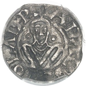 Robert II (996-1031). Denier avec l’évêque Adalbéron, prototype ND (c.1030-1031 ?), Laon.