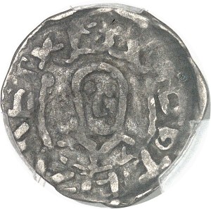 Robert II (996-1031). Denarius with Bishop Adalberon, immobilized ND (c.1030-1050?), Laon.