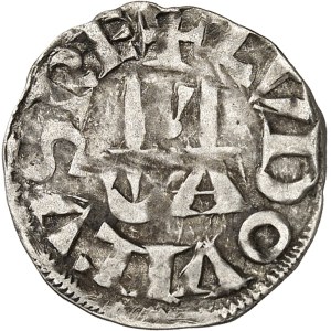 Louis VII (1137-1180). Denier 2e type ND, Pontoise.