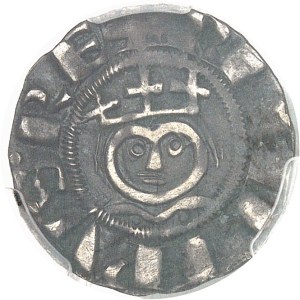 Philippe II (1180-1223). Denarius with Bishop Roger de Rosoi ND (1180-1201), Laon.
