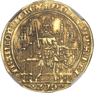 Philippe VI (1328-1350). Gold shield with chair, 6th issue ND (1349).