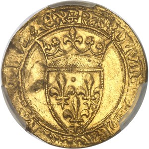 Charles VI (1380-1422). Écu d’or à la couronne, 2e émission (?) et variété KAROLVM ND (après 1388), Atelier indéterminé.