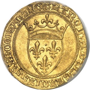 Charles VI (1380-1422). Gold shield with crown, 3rd issue ND (1389-1394), Montpellier.