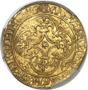 Charles VI (1380-1422). Gold shield with crown, 5th ND issue (1411-1418), La Rochelle.