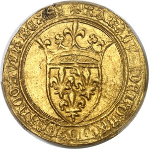 Charles VI (1380-1422). Gold shield with crown, 5th issue, REXS ND variety (1411-1418), Paris.