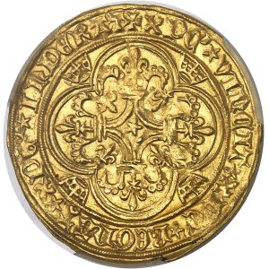 Charles VI (1380-1422). Écu d’or à la couronne, 5e émission, variété REXS ND (1411-1418), Paris.