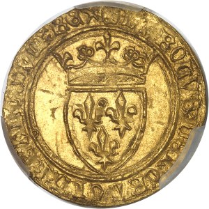 Charles VI (1380-1422). Gold shield with crown, 5th issue ND (1411-1418), Saint-Lô.