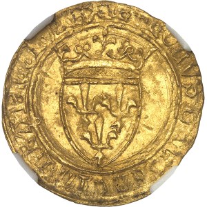 Charles VI (1380-1422). Écu d’or à la couronne, 5e émission ND (1411-1418), Saint-Lô.