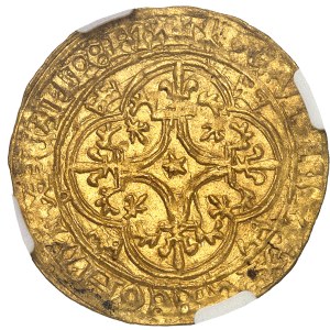 Charles VI (1380-1422). Écu d’or à la couronne, 5e émission ND (1411-1418), Saint-Lô.