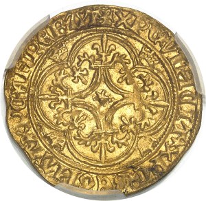 Charles VI (1380-1422). Gold shield with crown, 5th issue ND (1411-1418), Saint-Lô.