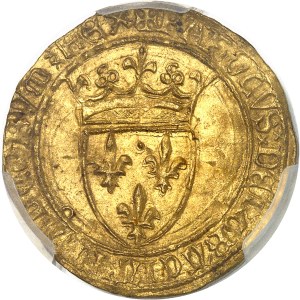 Charles VI (1380-1422). Écu d’or à la couronne, 5e émission ND (1411-1418), Saint-Lô.