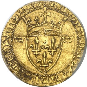 Charles (VII), dauphin et régent, au nom de Charles VI (1418-1422). Écu d’or 1ère émission ND (fin 1419), Montpellier.