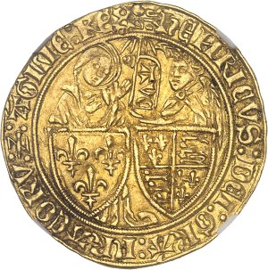 Henry VI of England (1422-1453). Gold salute 2nd issue ND (1433-1444), leopard, Rouen.