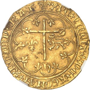 Henry VI of England (1422-1453). Salut d'or 2nd issue ND (1422), lily, Saint-Lô.