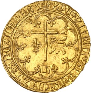 Henry VI of England (1422-1453). Salut d'or 2nd issue ND (1422), lily, Saint-Lô.