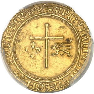 Henri VI d'Angleterre (1422-1453). Angelot d’or ND (1427), léopard, Rouen.