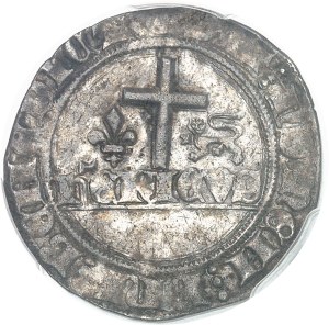 Henry VI of England (1422-1453). Blanc aux écus ND (1422), trefoil, Mâcon.