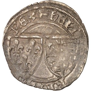 Henri VI d'Angleterre (1422-1453). Petit blanc aux écus ND (1423), léopard, Rouen.