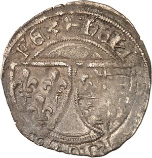 Henry VI of England (1422-1453). Petit blanc aux écus ND (1423), leopard, Rouen.