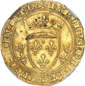 Philippe le bon (1434-1467), au nom de Charles VII. Écu d’or à la couronne 3e type, ou écu neuf, 1ère émission ND (1436-1445), Molette, Saint-Quentin.