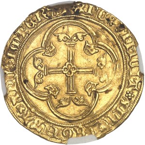 Philippe le bon (1434-1467), au nom de Charles VII. Écu d’or à la couronne 3e type, ou écu neuf, 1ère émission ND (1436-1445), Molette, Saint-Quentin.