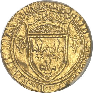 Charles VII (1422-1461). Écu d'or à la couronne 3e type, or new ecu, 1st issue ND (1441-1445), Romans.