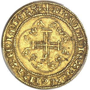 Charles VII (1422-1461). Écu d’or à la couronne 3e type, ou écu neuf, 4e émission ND (1447), Tours.