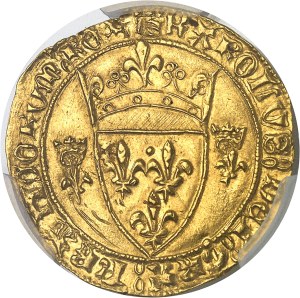 Charles VII (1422-1461). Écu d'or à la couronne 3e type, or new ecu, 6th issue ND (1450-1461), Saint-Pourçain.