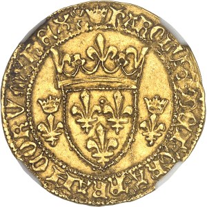 Charles VII (1422-1461). Écu d’or à la couronne 3e type, ou écu neuf, 6e émission ND (1450-1461), Angers.