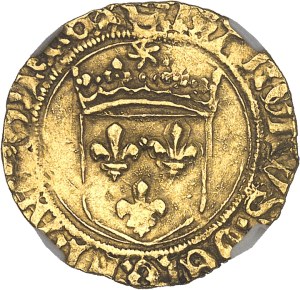 Charles VIII (1483-1498). Demi-écu d’or au soleil, à la nef, avec légende XPS ND, Bordeaux.