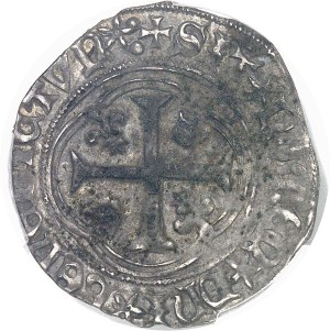 Charles VIII (1483-1498). White with crown, 1st type, long legend variety with DEI GRA ND, Tours.